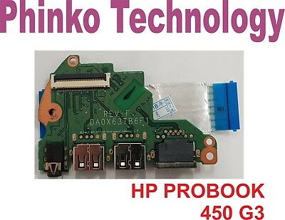 Genuine HP ProBook 450 G3 15.6" Laptop USB AND Audio Board W/ Cable DA0X63TB6F0