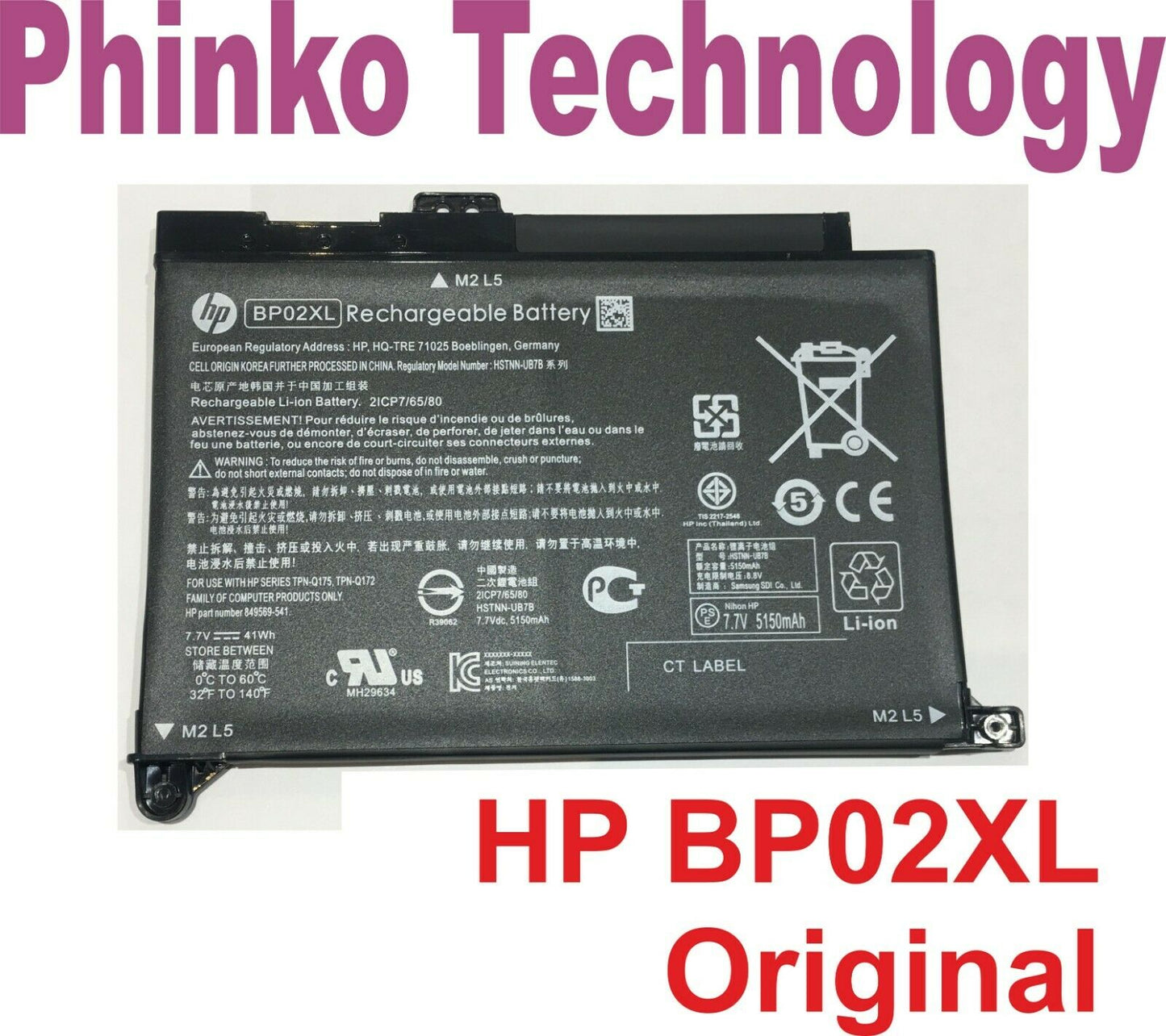 Original Battery for HP Pavilion x360 15-AU 15-AU010WM BP02XL