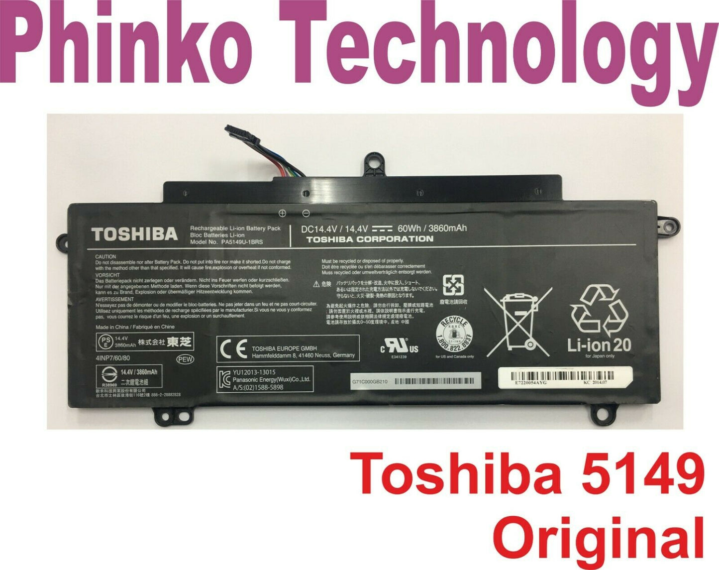 Original Battery for Toshiba Tecra Z50-A Z40-A Z40-B Z40-C Z50 PA5149U-1BRS