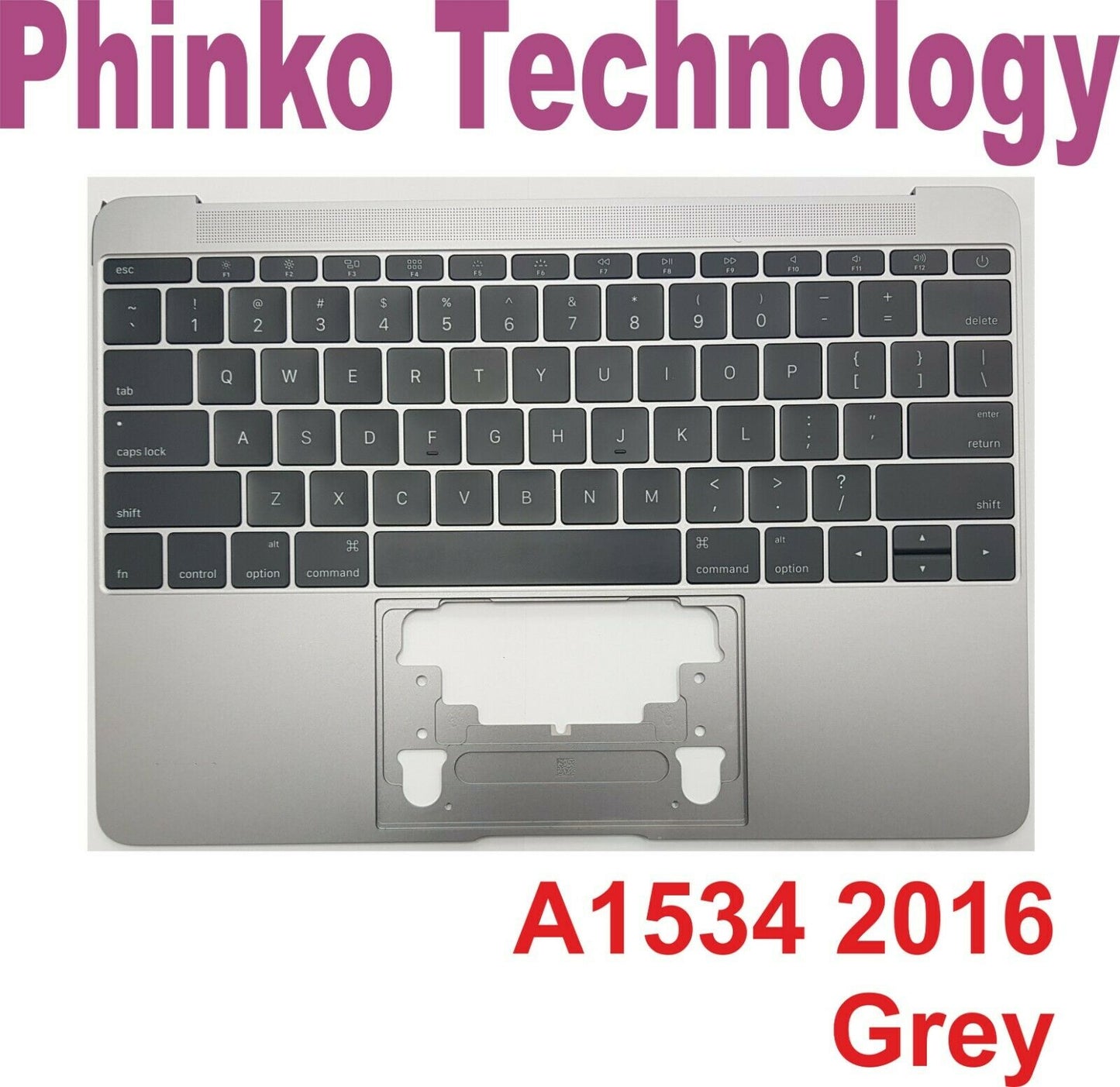 Macbook Retina 12" A1534 2016 2017 Top Case Palmrest Keyboard Grey 613-02547-A