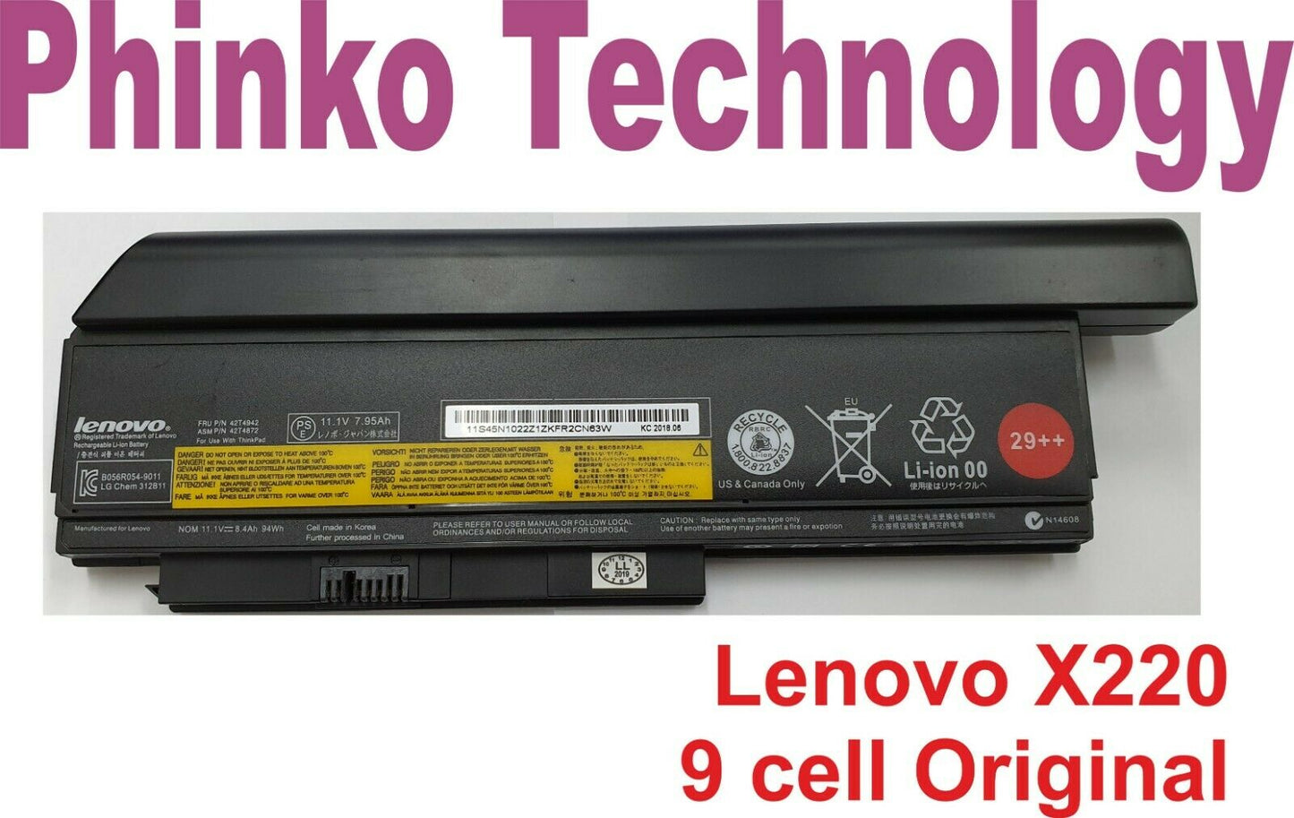 Original Battery for IBM Lenovo ThinkPad X220 X220i X220s 45N1172 45N1022 9 cell