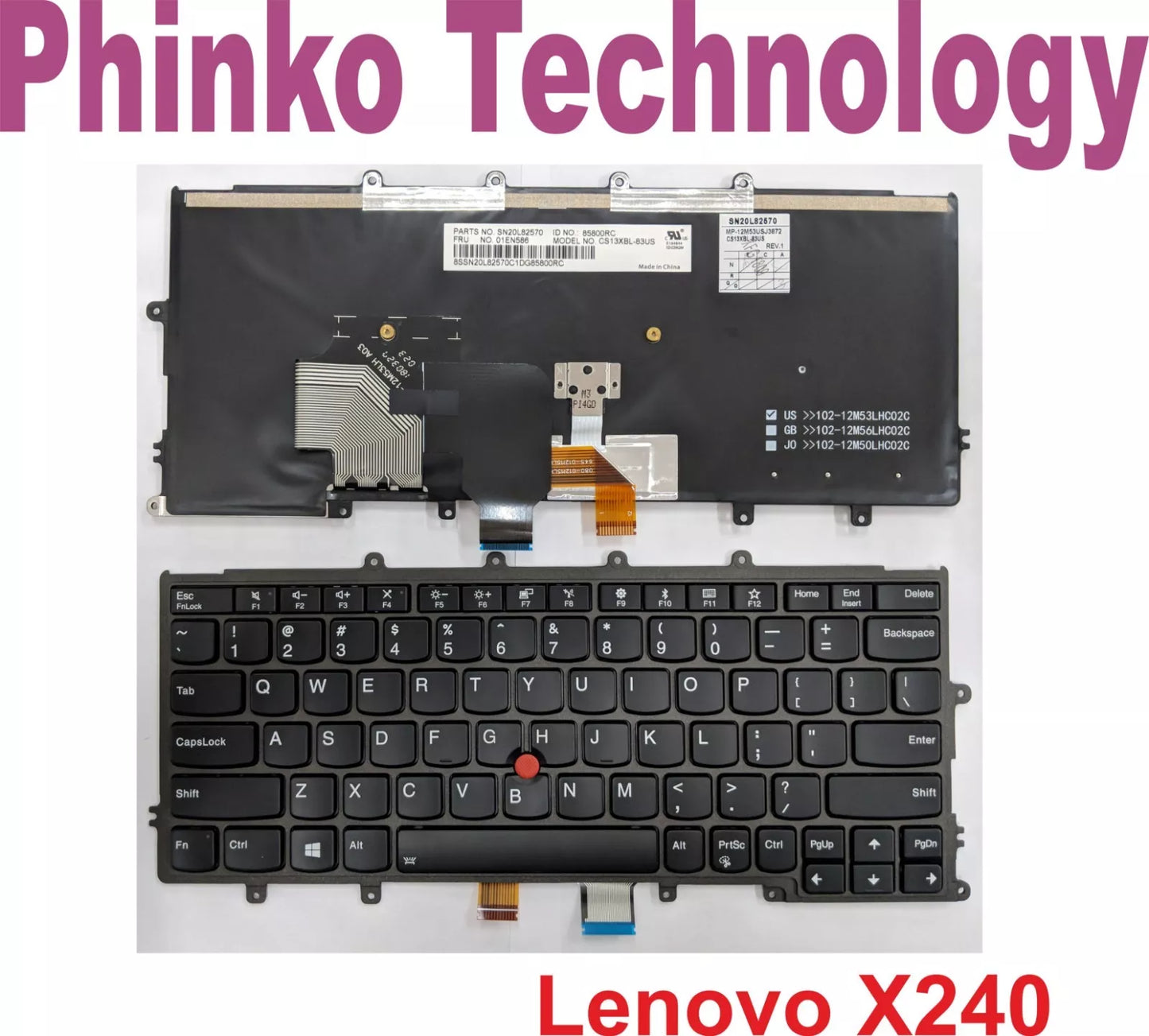 Keyboard for IBM Lenovo ThinkPad X230S X240 X240S X250 X260 X270 01AV540 Backlit