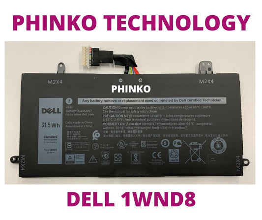 NEW 1WND8 11.4V 31.5Wh Battery for Dell Latitude 12 5285 5290 2-in-1