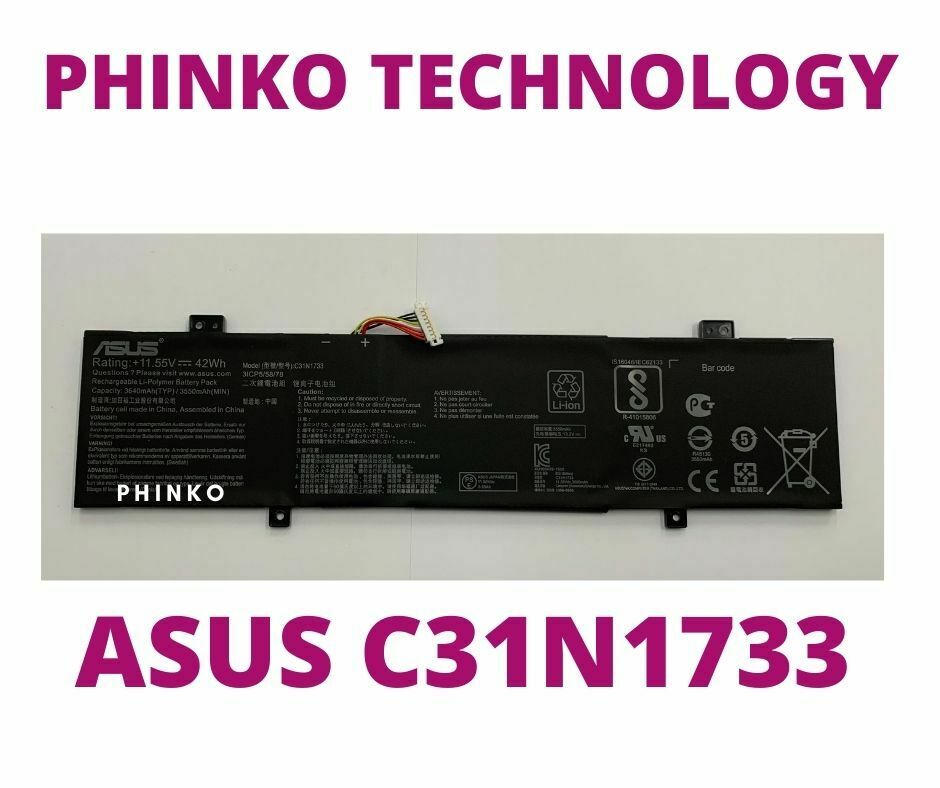 Batteria ANTIEE C31N1733 Per ASUS VivoBook Flip 14 – 42 Wh/3640 MAh, 11.55 V, Compatibile Con TP412FA E TP412UA, Sostituisce 0B200-02970000, Con Istruzioni Per La Manutenzione